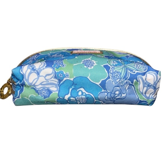 EUC Lilly Pulitzer x Estee Lauder Blue Floral Butterfly Print Cosmetic Pouch - Picture 3 of 5